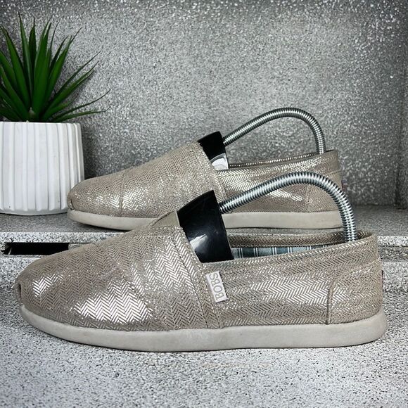 BOBS By Skechers Leather Metallic Slip On Shoes Flats Loafers Size 8.5 Boho - Picture 1 of 9